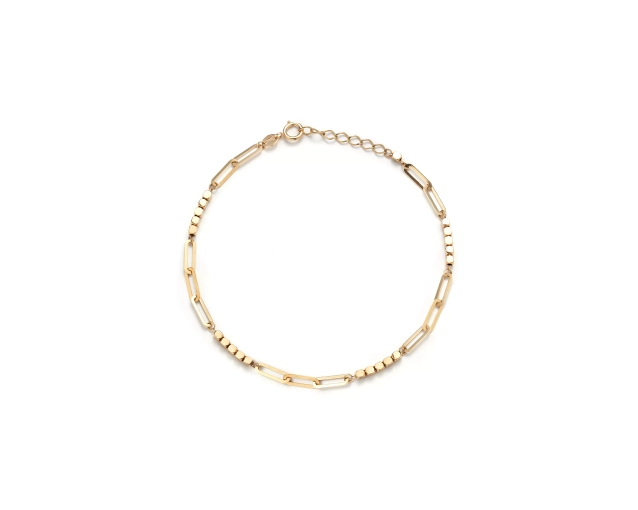 Złota bransoletka z dwoma rodzajami splotu