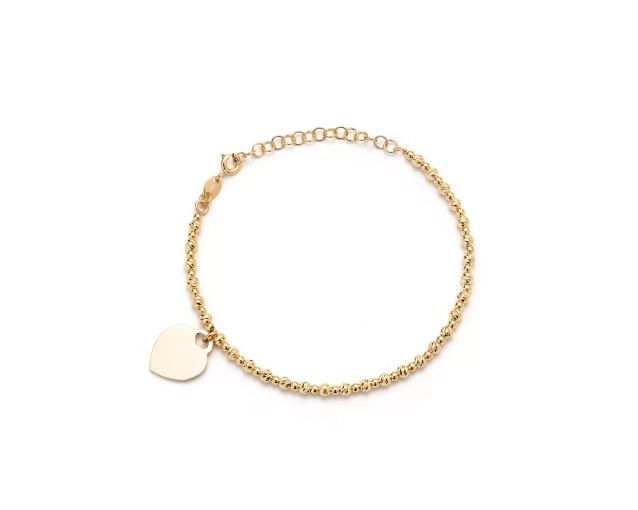 Pozłacana srebrna bransoletka z małym sercem i regulowaną długością