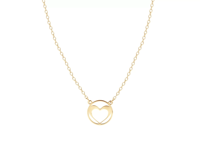 Naszyjnik srebrny pozłacany z motywem serca w kole