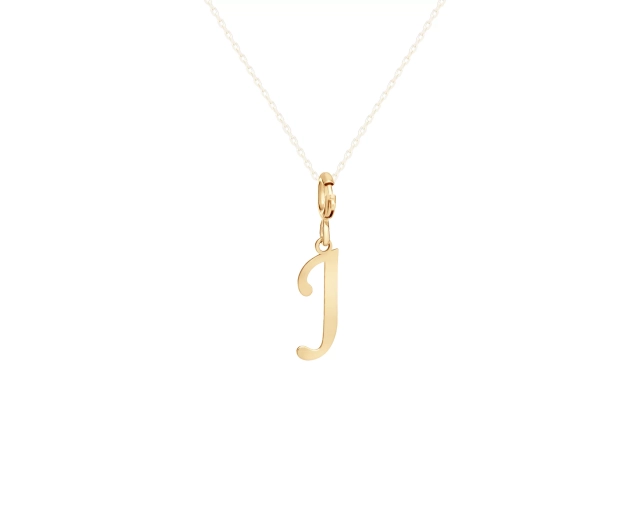 Zawieszka charms literka J, złoto 585, doskonała dla Joanny
