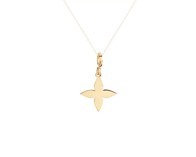 Zawieszka charms złota czterolistny kwiatek