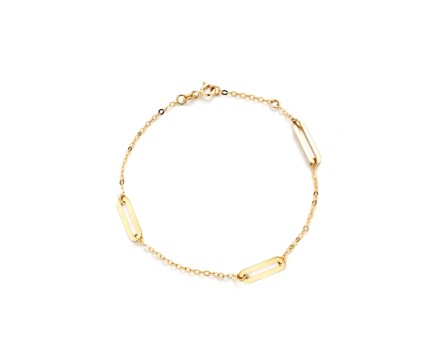 Złota bransoletka łańcuszkowa, delikatna, ozdobne ogniwa