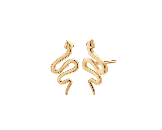 Złote kolczyki w kształcie żmijek