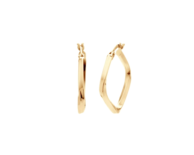 Złote kolczyki skręcone kwadraty