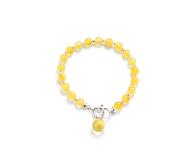 Bransoletka srebrna z jasnym bursztynem