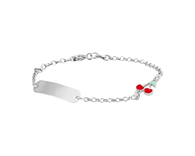 Srebrna bransoletka dziecięca z czerwonymi emaliowanymi wisienkami