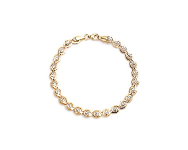 Bransoletka złota z motywem kwiatka dwukolorowa