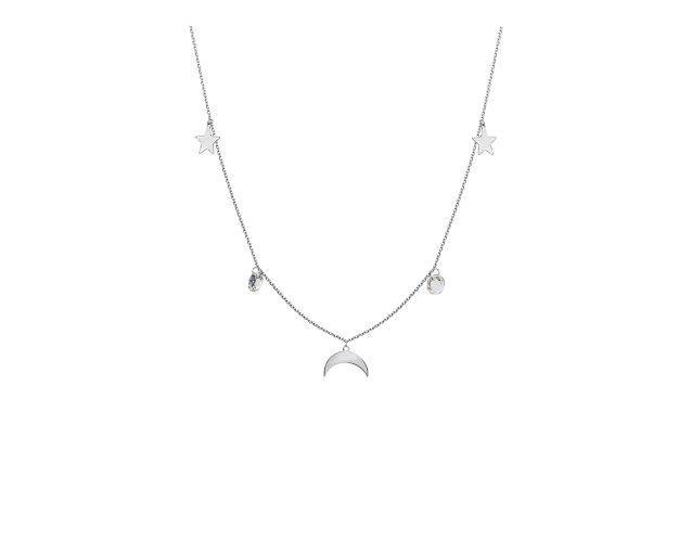 Naszyjnik srebrny choker z księżycem i cyrkoniami