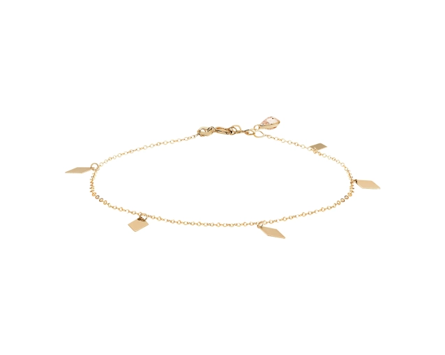 Bransoletka złota na nogę romby i cyrkonia