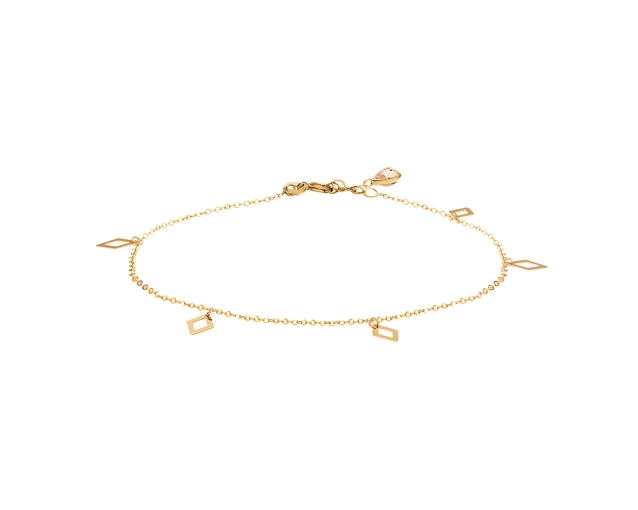 Bransoletka złota na nogę z rombami i cyrkonią