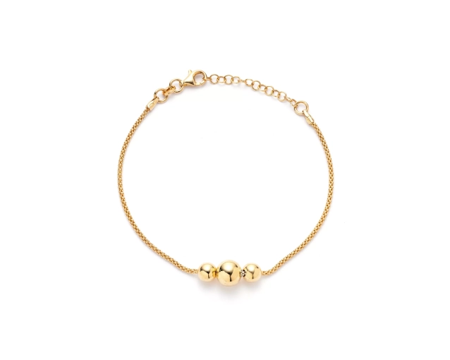 Bransoletka srebrna żmijka z kulkami pozłacana