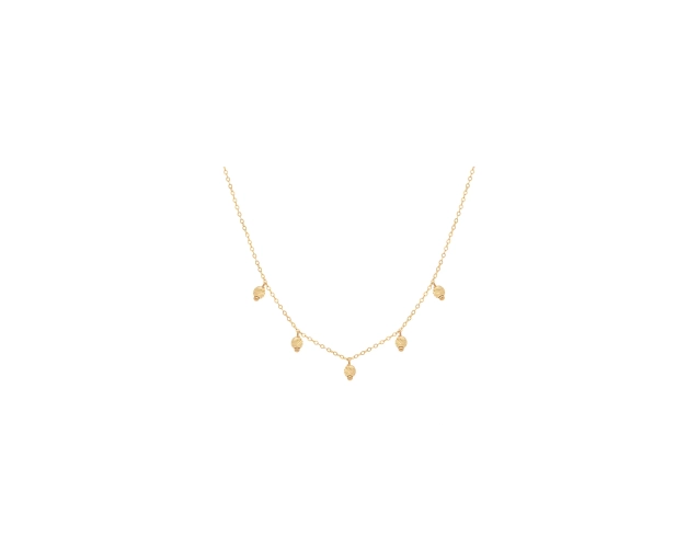 Naszyjnik złoty z 5 zwisającymi koralikami ze złota