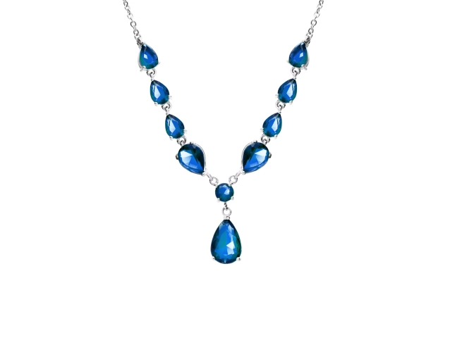 Naszyjnik srebrny z granatowymi cyrkoniami