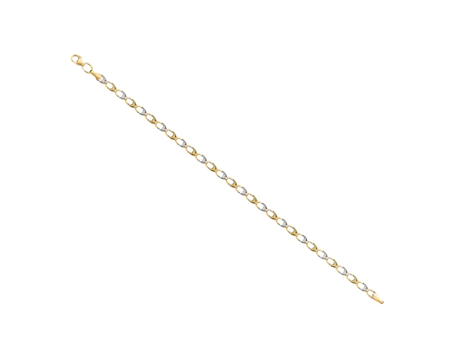 Bransoletka ze złota typu bismarck z nacięciami na krawędzi owalnych ogniw