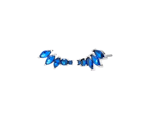 Kolczyki srebrne z niebieskimi cyrkoniami