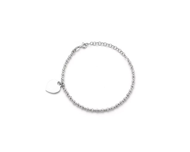 Bransoletka srebrna z kulkami i serduszkiem