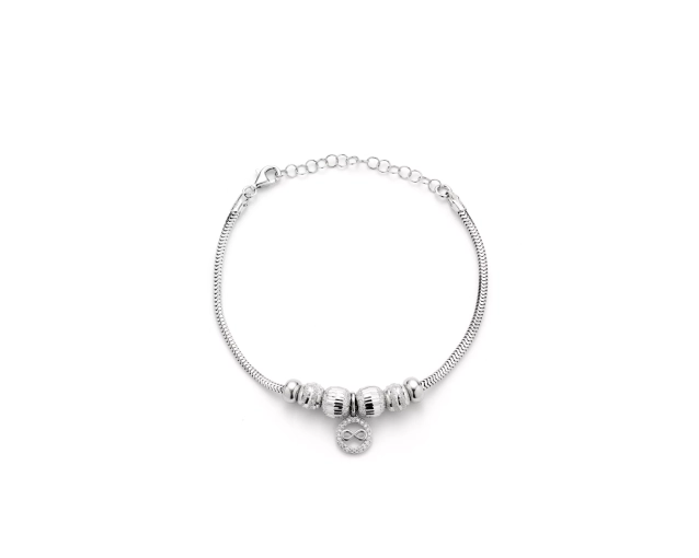 Bransoletka srebrna z kółkiem i znakiem nieskończoności