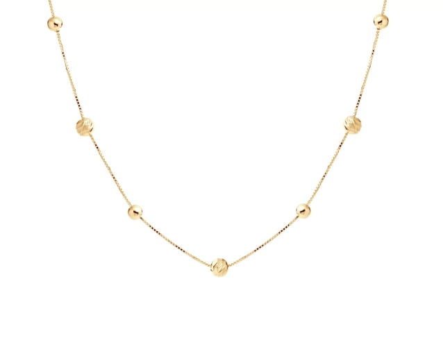 Naszyjnik srebrny pozłacany z siedmioma kulkami