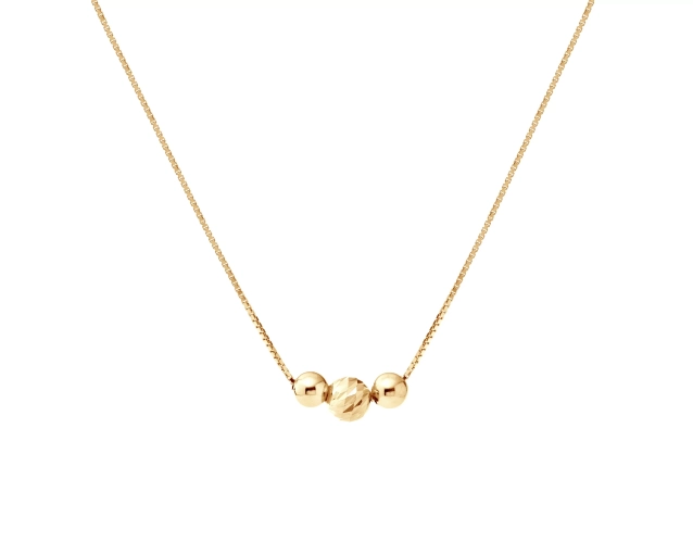 Naszyjnik srebrny pozłacany z trzema małymi kuleczkami