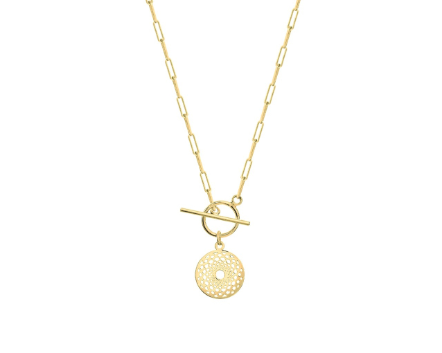 Srebrny pozłacany naszyjnik ankier z długimi ogniwami