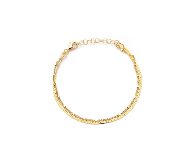 Bransoletka srebrna pozłacana podwójna z kulkami