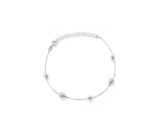 Bransoletka srebrna z pięcioma kulkami