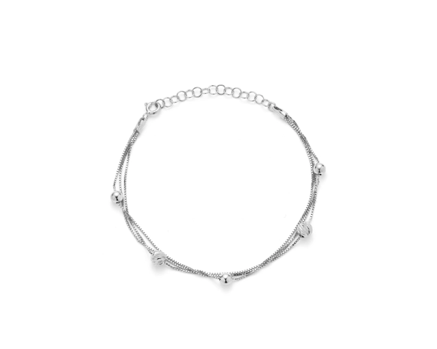 Bransoletka srebrna potrójna z kulkami