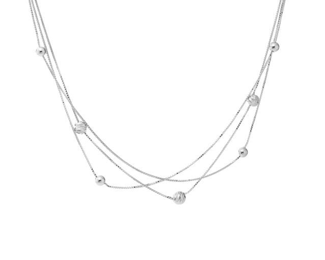 Naszyjnik srebrny potrójny z kulkami
