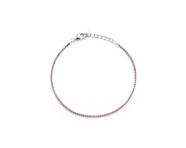 Bransoletka srebrna z fioletowymi prostokątnymi cyrkoniami