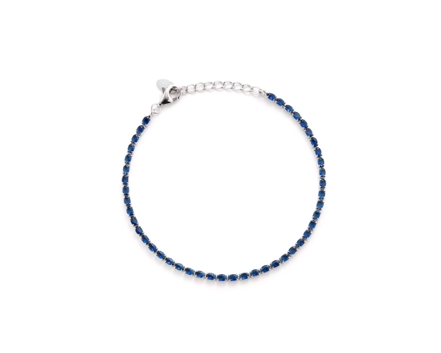 Bransoletka srebrna z granatowymi prostokątnymi cyrkoniami