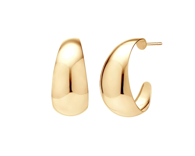 Kolczyki srebrne pozłacane koła o otwartej formie i szerokim przekroju