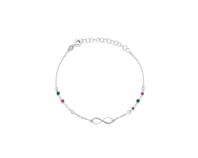 Bransoletka srebrna nieskończoność z koralikami