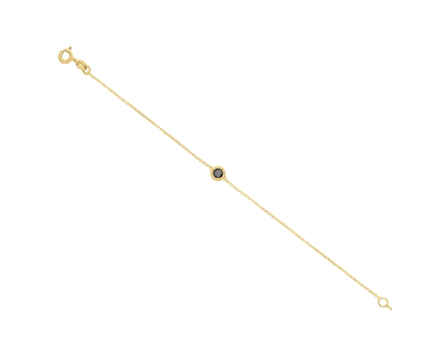 Bransoletka złota z czarną cyrkonią