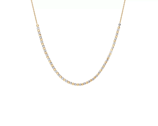 Naszyjnik złoty koralikami dwukolorowy