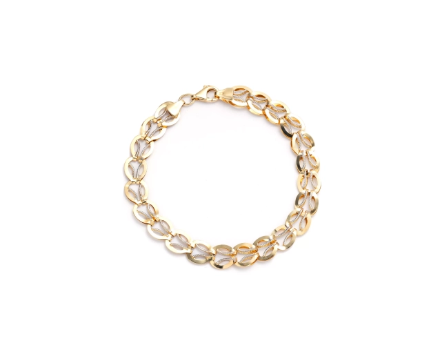 Bransoletka złota ze zdobieniem dwukolorowa