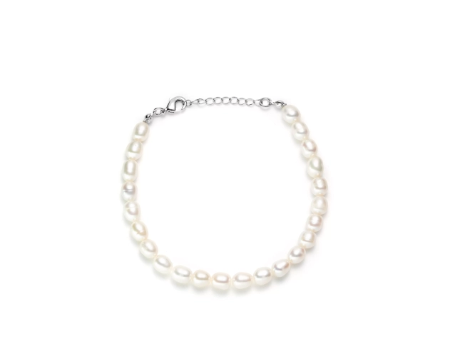 Bransoletka stalowa z perłami