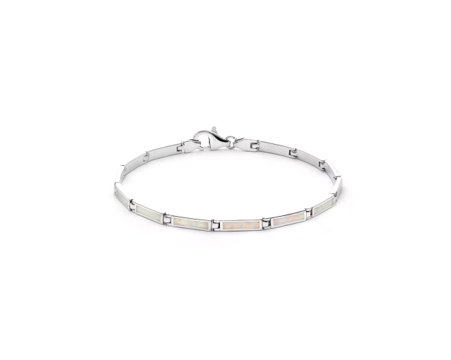 Bransoletka srebrna z białym opalem