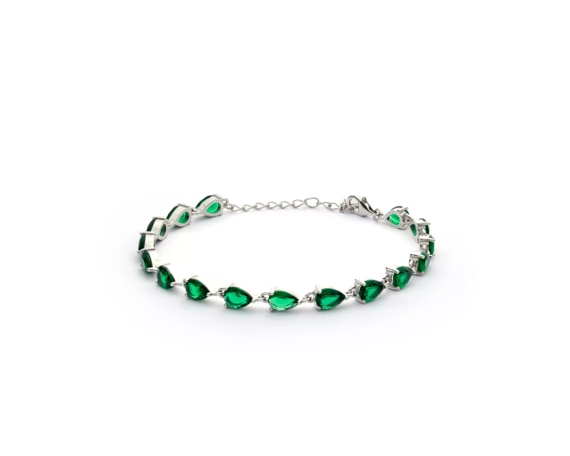 Bransoletka srebrna segmentowa z cyrkoniami