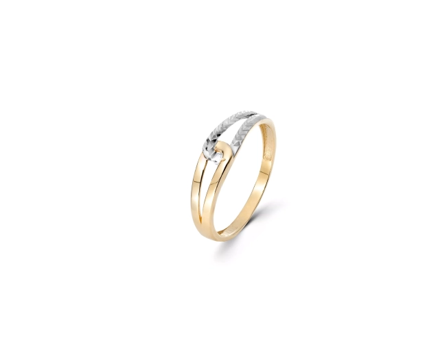 Pierścionek złoty splot dwukolorowy