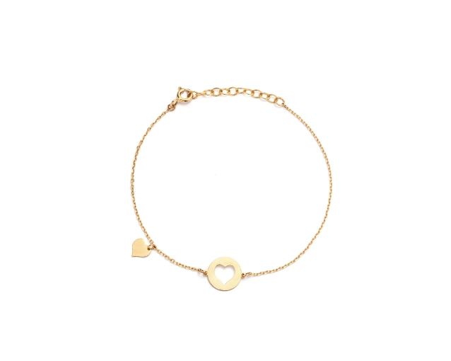 Bransoletka srebrna z sercami pozłacana