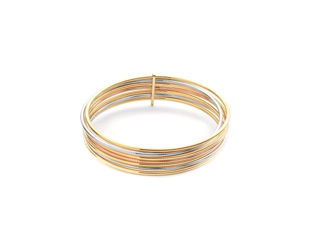 Bransoletka złota sztywna tricolor