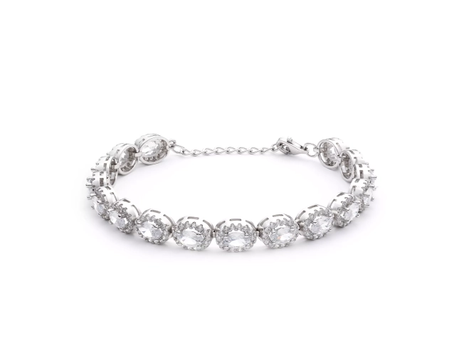 Srebrna bransoletka z dużymi białymi cyrkoniami
