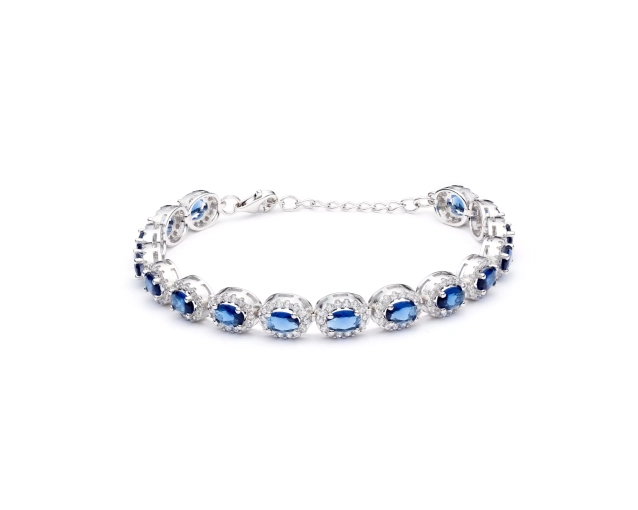 Srebrna bransoletka z niebieskimi cyrkoniami
