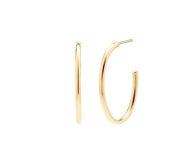 Złote cienkie kolczyki koła, złoto 585, sztyft, klasyczne, subtelne