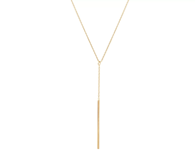 Złoty naszyjnik krawatka, pręcik, złoto 585, delikatny, elegancki