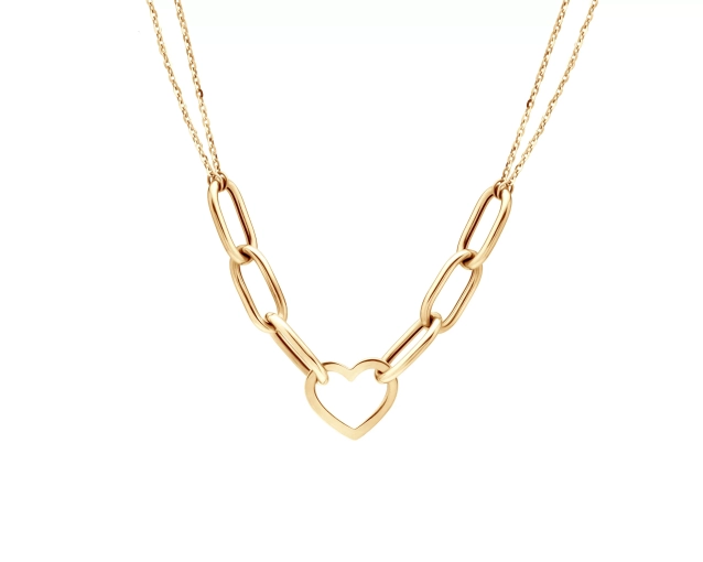 Złoty naszyjnik z serduszkiem i splotem ankier