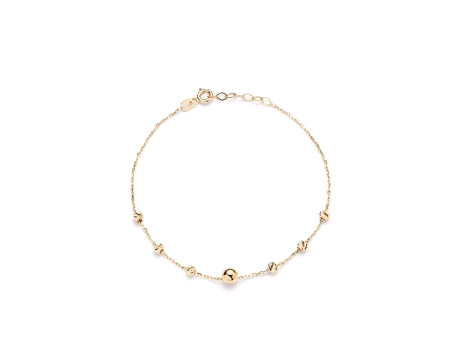 Złota bransoletka z kuleczkami, złoto 585, subtelna, delikatna