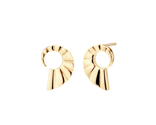 Złote kolczyki rzeźbione na sztyft, próba 585