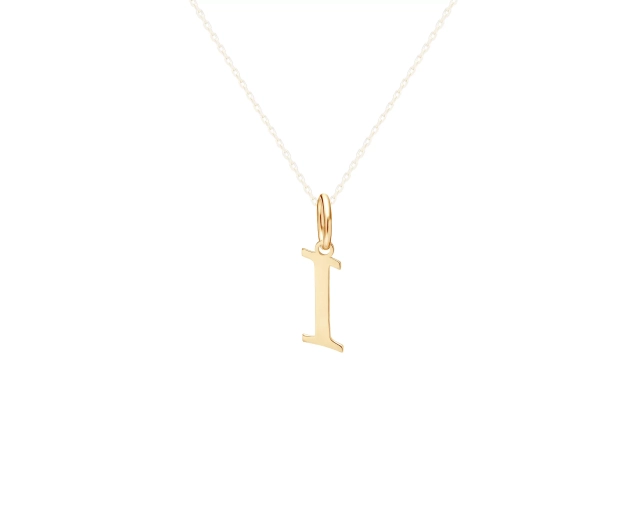 Złota zawieszka literka I