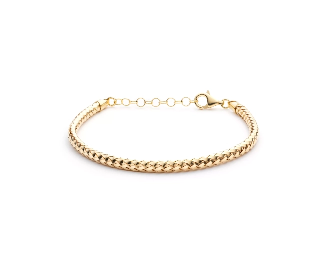 Srebrna pozłacana pleciona bransoletka